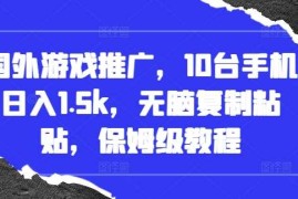 最新项目国外游戏推广，10台手机日入1.5k，无脑复制粘贴，保姆级教程【揭秘】11-16冒泡网