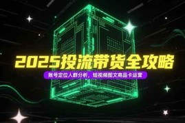 （15233期）2025投流带货全攻略，账号定位人群分析，短视频图文商品卡运营