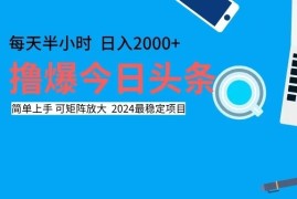 赚钱项目（12401期）撸今日头条，单号日入2000+可矩阵放大08-31中创网