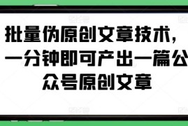 2024最新批量伪原创文章技术，一分钟即可产出一篇公众号原创文章11-15冒泡网