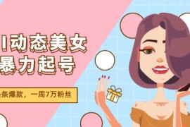 每日（11705期）AI动态美女暴力起号2.0，新赛道原创作品，条条爆款，一周7万粉丝便宜07月20日中创网VIP项目