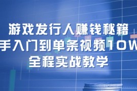 简单项目（12336期）游戏发行人赚钱秘籍：新手入门到单条视频10W+，全程实战教学08-27中创网