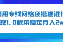 热门项目利用专线网络及搭建进行变现1.0版本稳定月入2w+【揭秘】11-08冒泡网