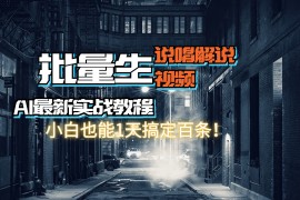 每日（11916期）【AI最新实战教程】日入600+，批量生成说唱解说视频，小白也能1天搞定百条便宜08月01日中创网VIP项目