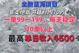 每日（12512期）靠卖绝版书籍月入10W+,一单99-199，一天平均20单以上，最高收益日入4500+09-08中创网