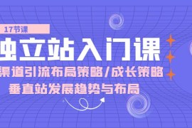 很火跨境电商项目，独立站 入门课：多渠道 引流布局策略/成长策略/垂直站发展趋势与布局