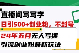 赚钱引流-涨粉-软件项目，直播间写写字日引300+创业粉，24年五月无人写播引流不封号最新玩法