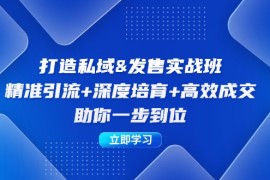 赚钱项目（12642期）打造私域&amp;发售实操班：精准引流+深度培育+高效成交，助你一步到位09-19中创网