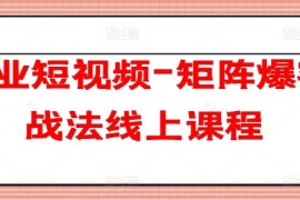 热门项目企业短视频-矩阵爆客战法线上课程，06月27日冒泡网VIP项目