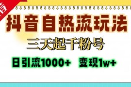 热门项目（13239期）抖音自热流打法，三天起千粉号，单视频十万播放量，日引精准粉1000+，…11-07中创网