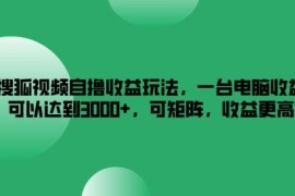 每天搜狐视频自撸收益玩法，一台电脑收益可以达到3k+，可矩阵，收益更高【揭秘】便宜08月11日冒泡网VIP项目