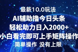 2024最新（12964期）今日头条最新10.0玩法，轻松矩阵日入2000+10-14中创网