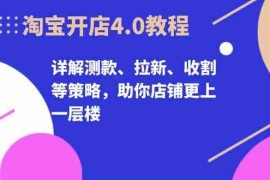 简单项目淘宝开店4.0教程，详解测款、拉新、收割等策略，助你店铺更上一层楼11-07福缘网