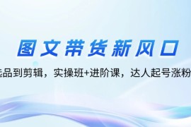 2024最新（12306期）图文带货新风口：从选品到剪辑，实操班+进阶课，达人起号涨粉实战08-25中创网