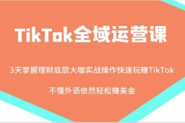 简单项目TikTok全域运营课，大咖实战操作快速玩赚TikTok，不懂外语依然轻松赚美金！09-20福缘网