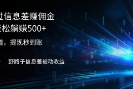 2024最新（12257期）2024通过信息差赚佣金小白轻松躺赚500+08-21中创网