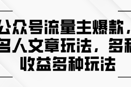 每日（11404期）公众号流量主爆款，名人文章玩法，多种收益多种玩法，07月03日中创网VIP项目