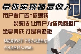 每日（13315期）带你实现睡后收入裂变法让用户为你免费推广不再为流量焦虑小白轻松&#8230;11-13中创网