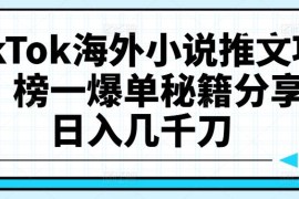 最新项目TikTok海外小说推文项目，榜一爆单秘籍分享，日入几千刀08-24冒泡网