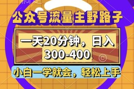 简单项目（12866期）公众号流量主野路子玩法，一天20分钟，日入300~400，小白一学就会10-08中创网