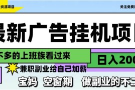 （14840期）最新广告挂机项目，日入2000+，做副业的不二之选