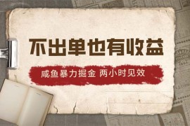 热门无货源项目，2024咸鱼暴力掘金，不出单也有收益，两小时见效，当天突破500+