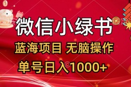 最新项目（12237期）微信小绿书，蓝海项目，无脑操作，一天十几分钟，单号日入1000+08-20中创网