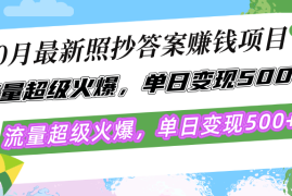 创业项目（12991期）10月最新照抄答案赚钱项目，流量超级火爆，单日变现500+简单照抄有手就行10-16中创网