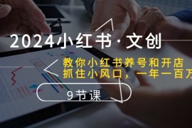 2024小红书项目，2024小红书·文创：教你小红书养号和开店、抓住小风口 一年一百万 (9节课)