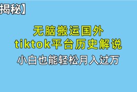 实操短视频运营项目:无脑搬运国外tiktok历史解说 无需剪辑，简单操作，轻松实现月入过万