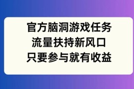 创业项目官方脑洞游戏任务，流量扶持新风口，只要参与就有收益【揭秘】08-21冒泡网