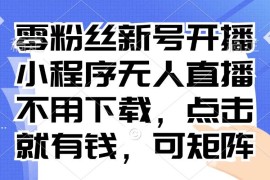 实战（13302期）零粉丝新号开播小程序无人直播，不用下载点击就有钱可矩阵11-12中创网