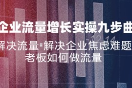 热门项目（11822期）企业流量增长实战九步曲，解决流量=解决企业焦虑难题，老板如何做流量便宜07月29日中创网VIP项目