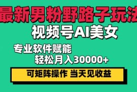 每天（12909期）最新男粉野路子玩法，视频号AI美女，当天见收益，轻松月入30000＋10-11中创网