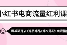 小红书电商流量红利课程，零基础开店+选品爆品+爆文笔记+卖货指南联盟抖音号运营