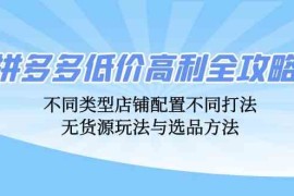 每日拼多多低价高利全攻略：不同类型店铺配置不同打法，无货源玩法与选品方法10-10福缘网