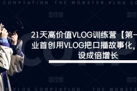 每天21天高价值VLOG训练营【第一期】行业首创用VLOG把口播故事化，流量人设成倍增长08-12冒泡网