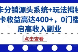 赚钱项目号卡分销源头系统+玩法揭秘，单卡收益高达400+，0门槛开启高收入副业11-14冒泡网