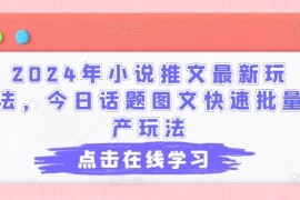 创业项目2024年小说推文最新玩法，今日话题图文快速批量产玩法便宜07月04日冒泡网VIP项目