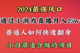 热门直播玩法项目，2024年最强风口，通过小游戏直播月入25w+单日收益5000+小白最适合做的项目