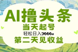 最新项目（11426期）AI撸头条，轻松日入3000+无脑操作，当天起号，第二天见收益便宜07月04日中创网VIP项目