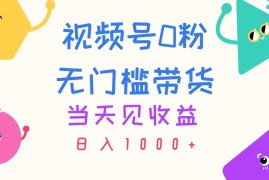 实战（11348期）视频号0粉无门槛带货，当天见收益，日入1000+，07月01日中创网VIP项目