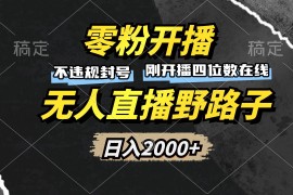 赚钱项目（13292期）零粉开播，无人直播野路子，日入2000+，不违规封号，躺赚收益！11-11中创网