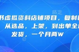 每日小红书虚拟资料店铺项目，复制粘贴搬运，从选品，上架，到出单全自动发货，一个月两W03-12冒泡网