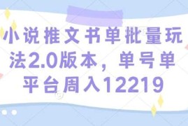 实战小说推文书单批量玩法2.0版本，单号单平台周入1221901-13冒泡网