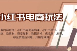 热门项目小红书电商玩法：带货/选品/找素材/裂变/数据分析/供应商/发货/售后/开店思维等01-20福缘网