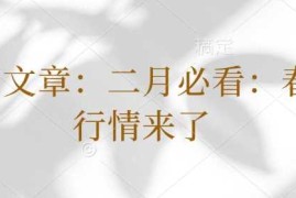 手机创业付费文章：二月必看：春季行情来了02-07冒泡网