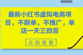 2024最新最新小红书虚拟电商项目，不刷单，不推广，单店一天三四百11-02冒泡网