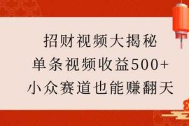 2024最新招财视频大揭秘：单条视频收益500+，小众赛道也能挣翻天!01-04冒泡网