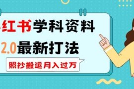 简单项目小红书学科资料2.0最新打法，照抄搬运月入过万，可长期操作01-04冒泡网